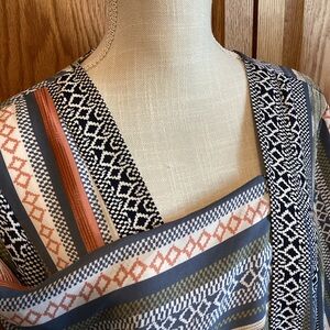 Christopher & Banks Multi Color Kimono L/XL Spring Resortwear Open Cardigan Navy